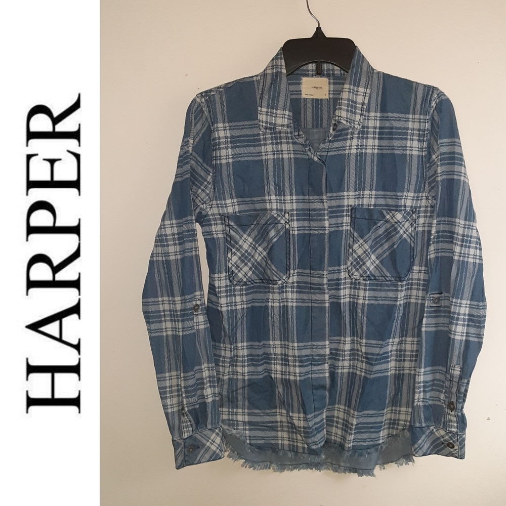 Harper Blue Plaid Button Down Shirt